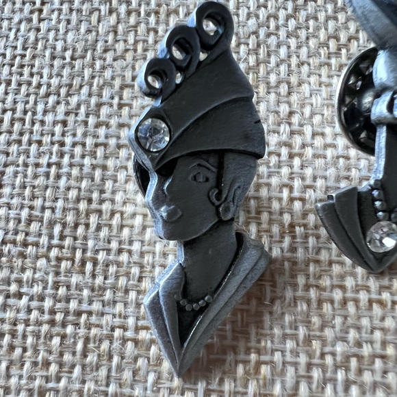 Vintage JJ Jonette Jewelry Art Deco lot of 3 Women Pins Matt Pewter EUC - Picture 2 of 8